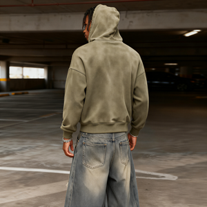 Sweat à capuche pour homme TAKN464, streetwear personnalisé, coton éponge, lavage à l'acide, vintage, délavé au soleil, délavé, surdimensionné, sweat à capuche zippé pour homme - Product Image 3