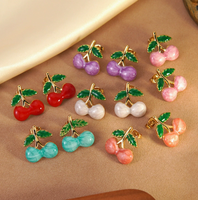 RINHOO Vente en gros Boucles d'oreilles clous en acier inoxydable émaillé, motifs fleur, nœud, fruit, style INS, bijoux pour femmes, cadeau