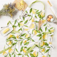 Tablier de cuisine sans manches en coton doux, réglable, jetable, respirant, lavable, personnalisable, imprimé citron, tendance