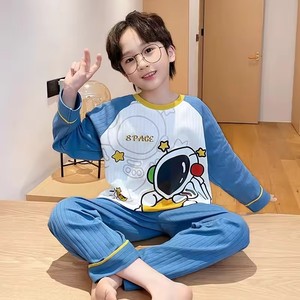 Tenues 2 pièces boutonnées pour garçons Chemises et pantalons à manches longues Automne Tissu éponge Motif imprimé Tranche d'âge 5-14 ans - Product Image 3