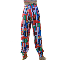 Pantalons de danse pour hommes et femmes avec motif drapeau, coupe fuselée et design plissé style lanterne, pour la pratique et les spectacles de danse