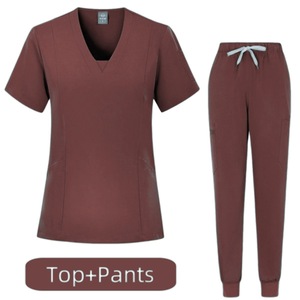 Women Hospital Scrub Set V-Neck Top And Pants Moisture Wicking Split Uniform For Medical Nursing Use - Product Image 3