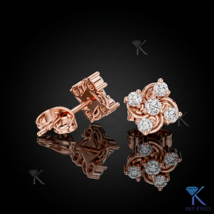 Lab Grown Diamond Swirl Cluster <b>Stud</b> Earrings 14K/18K Solid Gold Interwoven Floral Women's Jewelry Wedding Party Anniversary - Product Image 3