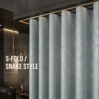 Rideaux occultants de luxe haute précision pour salon, à motif paysager moderne, prêts à poser, style serpent à plis en S