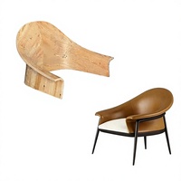 Chaise de salle à manger moderne minimaliste en bois massif courbé pour appartement et hôtel