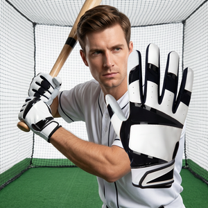 Guantes de Bateo de Béisbol Blancos y Negros al por Mayor, Ambidiestros, con Cierre de Gancho y Bucle, Opciones de Empaque Personalizado para Práctica, Marca Propia, OEM - Product Image 1