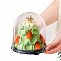 MOQ 250 Pièces Boîte à Gâteau en Plastique de 4 Pouces (10 cm), Couvercle Haut de 15 cm pour Gâteau de Fée, Dessert Sapin de Noël, Mousse, Emballage de Gâteau d'Anniversaire