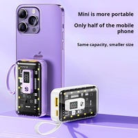 Batterie externe portable haute capacité mini transparente Mecha Wind Line 10000mAh 20W Charge rapide Type-C Blanc