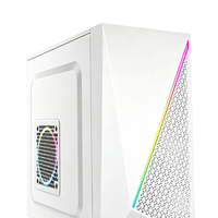 Boîtier PC Gaming Blanc RGB avec Panneau Frontal en Maille, Tour Micro ATX en Acier SPCC, Support pour Alimentation ATX, Châssis de Bureau, Accessoires Informatiques