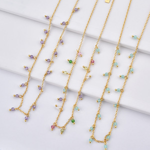 Daidan Beaded <strong>Necklace</strong> <strong>Boho</strong> <strong>Necklace</strong> Silver 925 Gold Plated Jewelry Green Purple Colorful 18K Gold Choker Beaded <strong>Necklace</strong> - Product Image 2