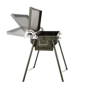 Wholesale Carbon steel extra Large Green outdoor sheep charcoal BBQ Grill with Manual rotating Bracket