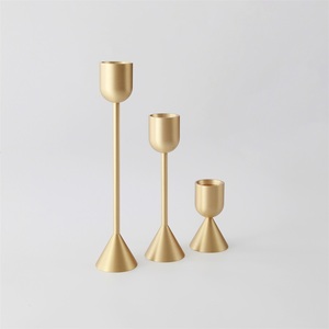 MAXERY Luxury Golden Taper <strong>Candle</strong> Stick <strong>Holder</strong> <strong>Brass</strong>/Aluminum Metal <strong>Candle</strong> <strong>Holder</strong> For Wedding Centerpiece Home Decor Party - Product Image 2