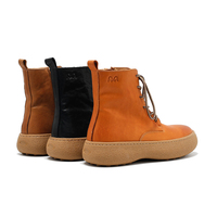 Bottines en daim vintage pour femmes, talon haut, lacets, semelle en caoutchouc pour l'hiver