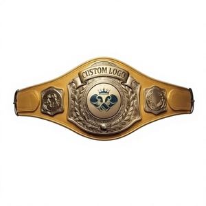 KLTW INT'L KL-CB-001 Custom Logo High Quality 3cm Thickness Unisex Martial Arts Championship Boxing <b>Belt</b> PU Leather Gold <b>Tone</b> - Product Image 1