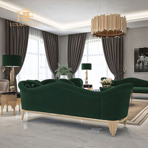Venta caliente de lujo muebles de sala de estar sofá Uno Dos Tres sofás de lujo italiano moderno conjunto de sofá de terciopelo verde - Product Image 2