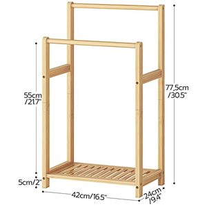 Estante de Almacenamiento Multifuncional de Madera de 2 Niveles para Toallas y Libros, con Logotipo Personalizado OEM/ODM, 16.5x9.4x30.5 Pulgadas, para Baño, Venta al Por Mayor - Product Image 4