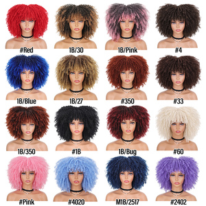Peluca rizada Afro corta resistente al calor <span class=keywords><strong>de</strong></span> 10 "-16", pelucas trenzadas <span class=keywords><strong>de</strong></span> pelo sintético <span class=keywords><strong>de</strong></span> alta calidad con bandas para mujeres afroamericanas - Product Image 2
