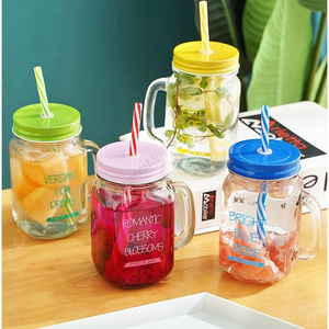 แก้วน้ำแข็งใส DD1843 สำหรับกาแฟเย็น ชา และสมูทตี้ พร้อมหูจับ ฝาปิด และหลอดดูด ขนาด 16 ออนซ์ ขายส่ง - Product Image 1