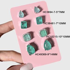 Prata 925 anting-anting kancing zamrud Colombiana sintetis pelat Joyas 925 Al Por mayoret Mujures - Product Image 2