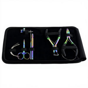 7pcs Hair Extension Training Tools Kit With case <b>Bead</b> Crimping Plier Loop & Scissor Hair <b>Needles</b> Parting Ring Hook & Clips - Product Image 1
