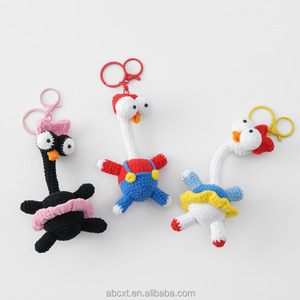 Llavero de ganchillo hecho a mano de pájaro de dibujos animados, lindo <span class=keywords><strong>amigurumi</strong></span> de <span class=keywords><strong>ojos</strong></span> grandes y cuello largo, colgante para bolso, colgante para mochila, regalo de costura - Product Image 5