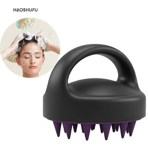 Cepillo de Silicona Personalizado Negro para Masaje Capilar con Escala y Autolimpieza - Product Image 1