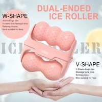 Rouleau facial orthopédique personnalisé avec logo pour hommes et femmes, rouleau de glace double face pour les soins de la peau du visage et des yeux avec étui, masseur pour l'auto-soin