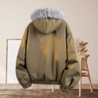 Veste en duvet pour homme, style décontracté, chaude et confortable, fermeture éclair coupe-vent, col en fourrure longue unique et tendance, veste en duvet à capuche