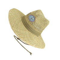 Chapeau de paille naturel brodé en gros 2026, chapeau de paille de plage personnalisé, chapeau de paille de sauveteur en gros pour hommes, chapeau de paille de protection solaire