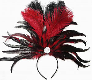 HS gros costume faisant des plumes extension de cheveux mode bleu <span class=keywords><strong>plume</strong></span> <span class=keywords><strong>indien</strong></span> coiffure chapeau pour la décoration de fête de carnaval - Product Image 6