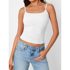 Custom Women's 2025 Summer Crop <b>Tank</b> <b>Top</b> Queen Camisole Adjustable <b>Spaghetti</b> <b>Strap</b> Square Neck Breathable Shirts for Women - Product Image 3