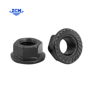 Écrous à bride hexagonale dentelés en acier au carbone M6 M8 M12 DIN6923, oxyde noir, grade 4.8/8.8/10.9/12.9, échantillon gratuit - Product Image 1