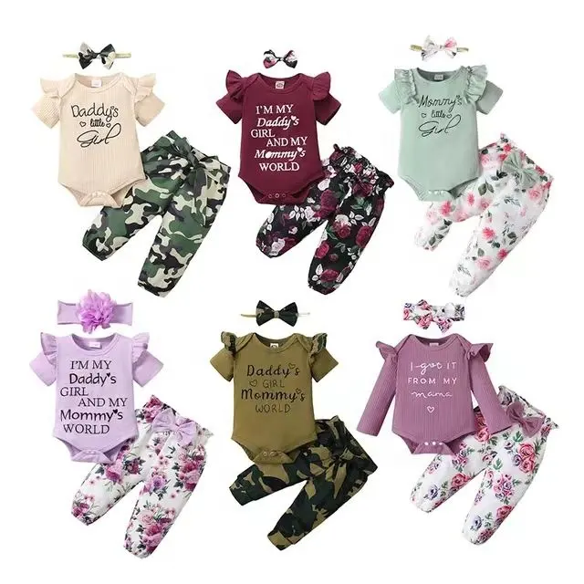 3pcs女の赤ちゃんの服セット新生児の子供服子供服幼児の女の子の服女の子の衣装