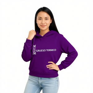 Sudadera con Capucha para Mujer, Color Morado, Térmica, Tejido Grueso, Manga Larga, Informal, para Otoño, con Bolsillos, Logotipo en la Manga Izquierda - Product Image 1