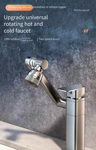 <span class=keywords><strong>Robinet</strong></span> de cuisine moderne à levier unique en acier inoxydable et or brossé, mitigeur chaud/froid avec douchette extractible pour évier domestique - Product Image 4