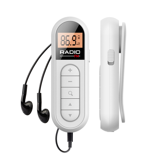 Mini FM Radio Digital LED Display Portable Pocket Clip on Body with 3.5MM Earphone