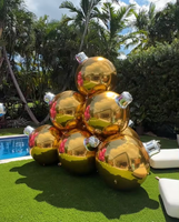 Vente en gros sphère géante argentée réfléchissante de Noël PVC 100cm Ballon miroir de décoration boule miroir gonflable demi-paroi Disco