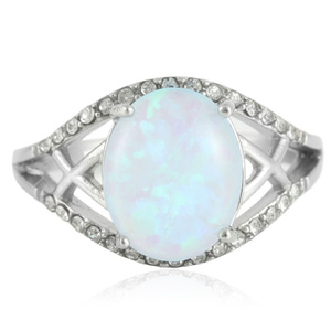 European American Style Titanium Steel Oval <b>Opal</b> <b>Ring</b> Women's Geometric Design Prong Setting Gift Jewelry 21 - Product Image 1