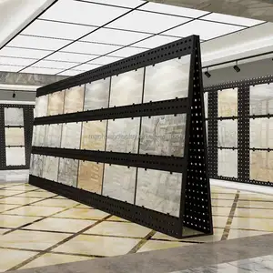 cheap price Matte Black Tile Showroom Display Rack For Granite Showroom