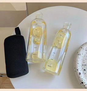 BONTOP Clear Glass Water Bottle Anti Scald Sleeve Scale Mark 500/750ml Eco-Friendly Classic Design Unisex Outdoor <b>Drinkware</b> - Product Image 3