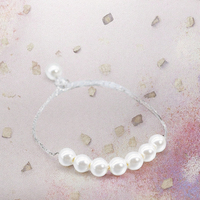 Bracelet ajustable en chaîne plaquée argent avec fausses perles rondes blanches de qualité AAAAA, style romantique, pour femme