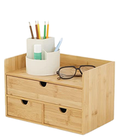 Estante organizador de escritorio de bambú duradero personalizado, cajón de almacenamiento de archivos, organizador de cosméticos, organizador de escritorio de bambú de lujo