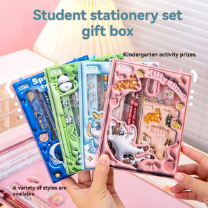 סט כלי כתיבה לילדים 61 חלקים, תלת מימדי, מצויר, מתנה לבית ספר יסודי, סט עפרונות - Product Image 6