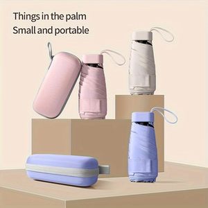 Custom Logo Printing Cute Manual <b>Windproof</b> Polyester Pongee Travel UV Mini Pocket <b>Umbrellas</b> with Five-Folding Design - Product Image 4