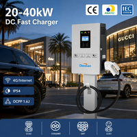 Estación de Carga para Vehículos Eléctricos de Pared de 20KW 30KW 40KW, CCS2 GBT RFID 4G IP54, Cargador Rápido para Vehículos Eléctricos Montado en Pared para Estacionamiento
