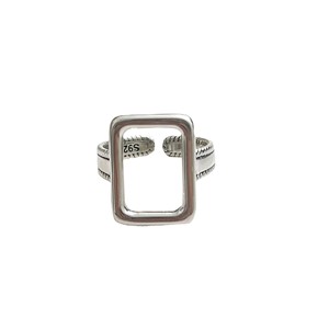 925 Sterling <b>Silver</b> Square Hollow <b>Ring</b> Geometric Heart Shape Open Design For Women Everyday Wear - Product Image 5