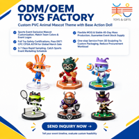 Mascotte animale en PVC personnalisée OEM avec base, figurine articulée, modèle de personnage animal personnalisable pour promotion et souvenir