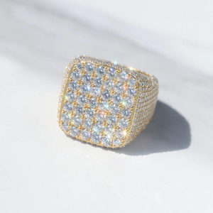 Anillo de sello cuadrado de moissanita VVS de moda, <span class=keywords><strong>plata</strong></span> de ley 925, estilo hip hop, anillo de pinky con incrustaciones, pasa el test de diamante, joyería personalizada - Product Image 3