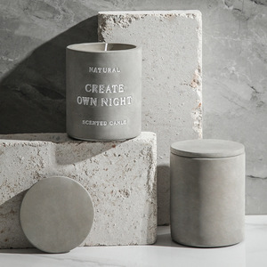 Vela de Cemento AIKUN con Logotipo Personalizado, Diseño Simple y Moderno, 240g, Vela Aromática de Cera de Soya en Frasco de Cemento con Tapa - Product Image 4