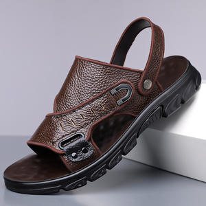 Sandales d'été décontractées pour hommes en cuir véritable, respirantes, antidérapantes, à bout ouvert, légères, avec soutien de la voûte plantaire et semelle souple, pour la plage - Product Image 4